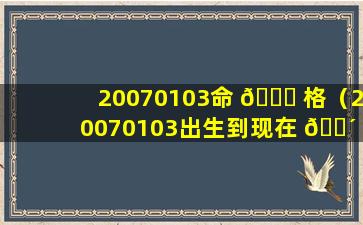 20070103命 🐕 格（20070103出生到现在 🐴 几周岁）